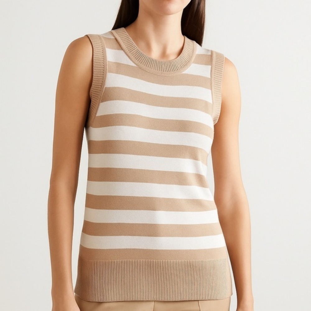 St. John wool blend white and cream striped tank top